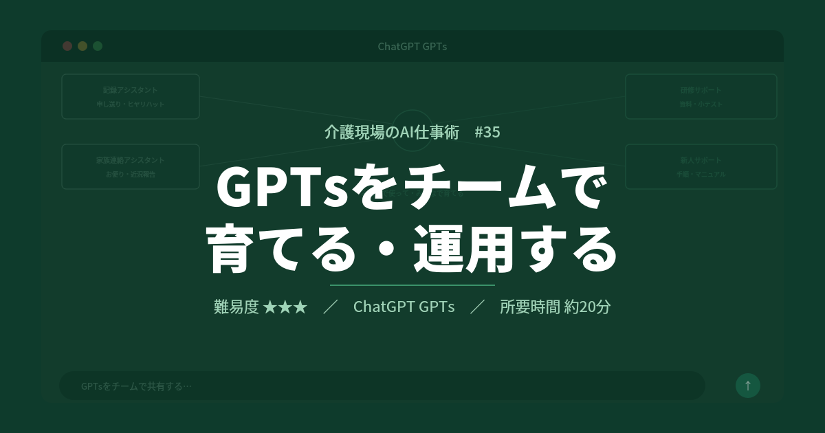 35 GPTsをチームで育てる・運用する | 介護現場のAI仕事術 | EEFUL DB