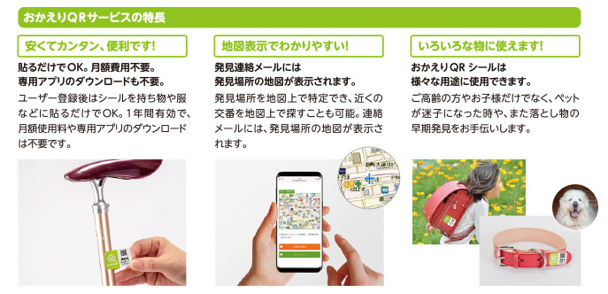 ▲おかえりQRサービスの特長